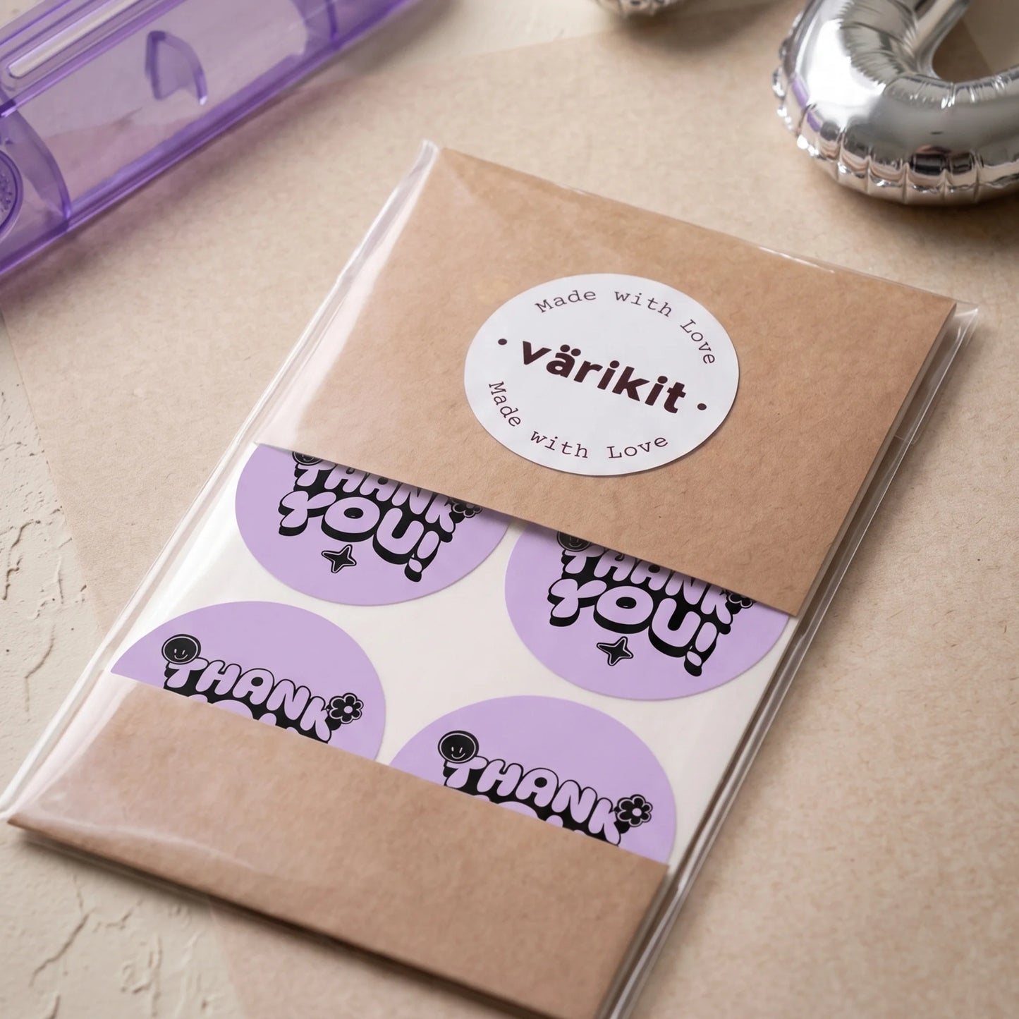 Retro Playful Thank You Stickers for Small Business, Smiley Daisy, 2-Inch Round, 60 Labels | Varikit