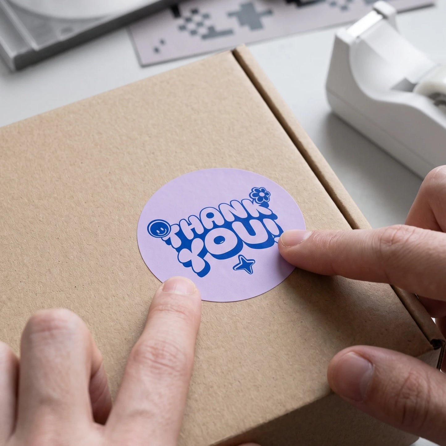 Retro Playful Thank You Stickers for Small Business, Smiley Daisy, 2-Inch Round, 60 Labels | Varikit