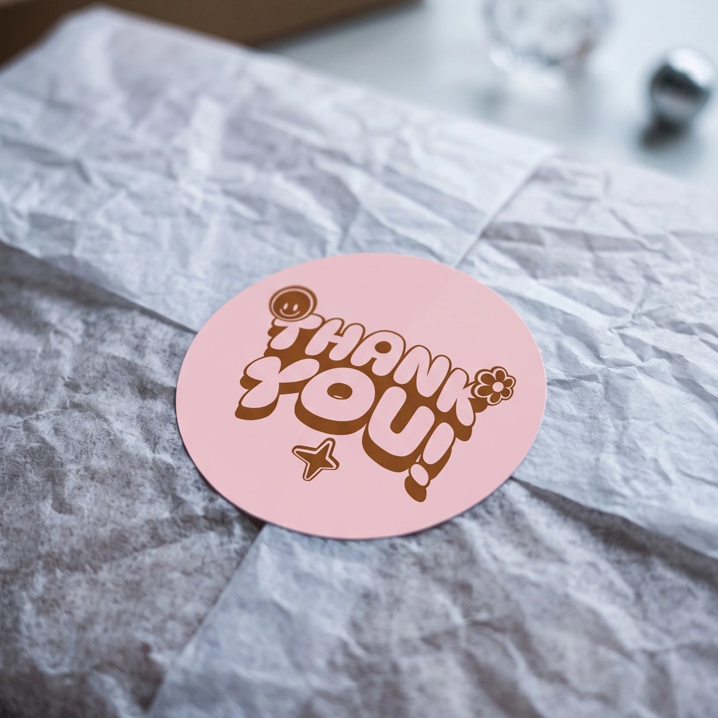 Retro Playful Thank You Stickers for Small Business, Smiley Daisy, 2-Inch Round, 60 Labels | Varikit
