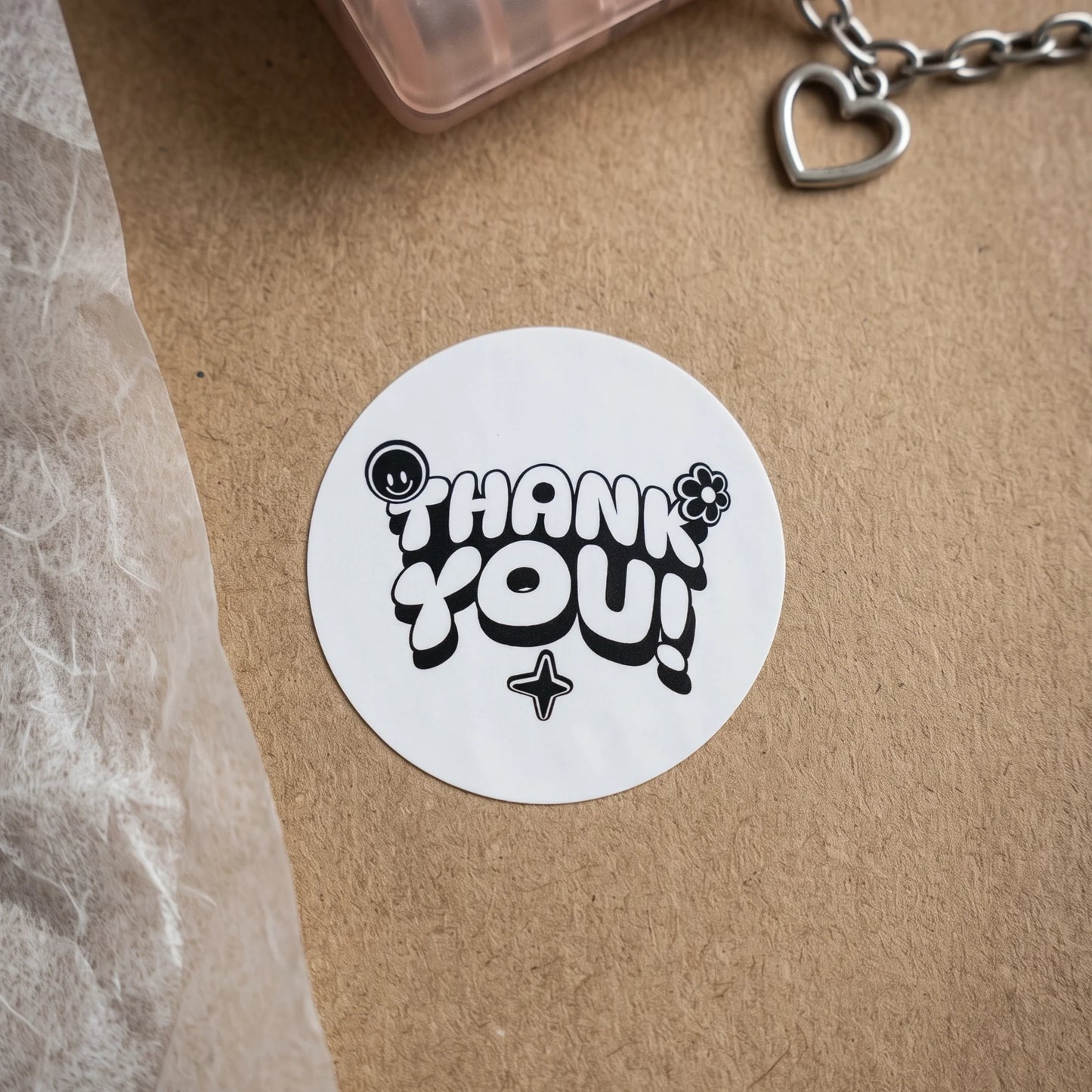 Retro Playful Thank You Stickers for Small Business, Smiley Daisy, 2-Inch Round, 60 Labels | Varikit