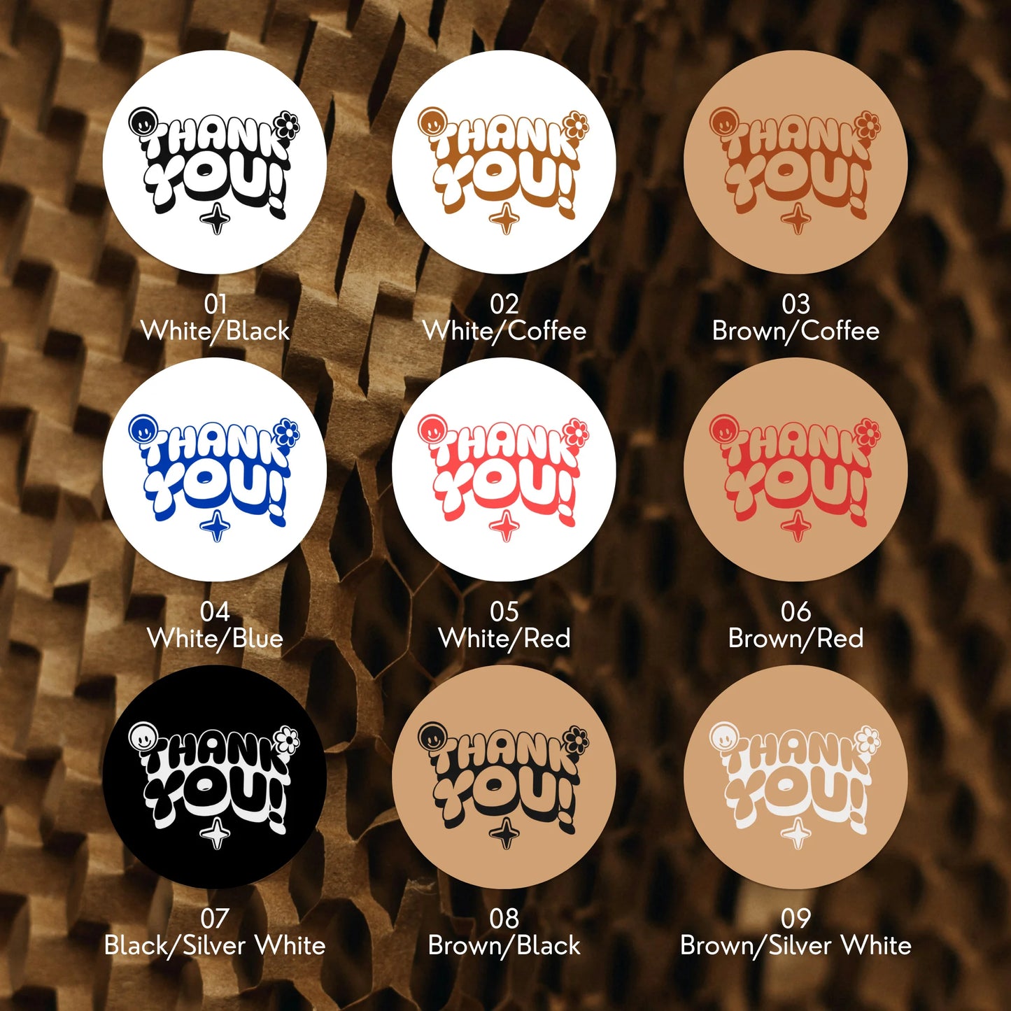 Retro Playful Thank You Stickers for Small Business, Smiley Daisy, 2-Inch Round, 60 Labels | Varikit