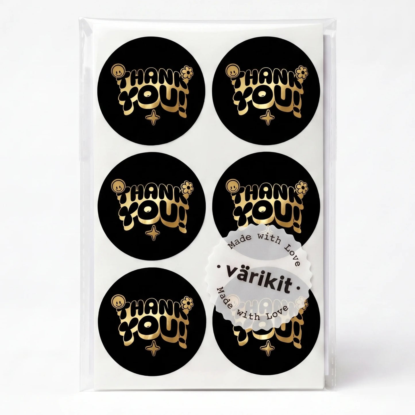 Retro Playful Thank You Stickers for Small Business, Smiley Daisy, 2-Inch Round, 60 Labels | Varikit