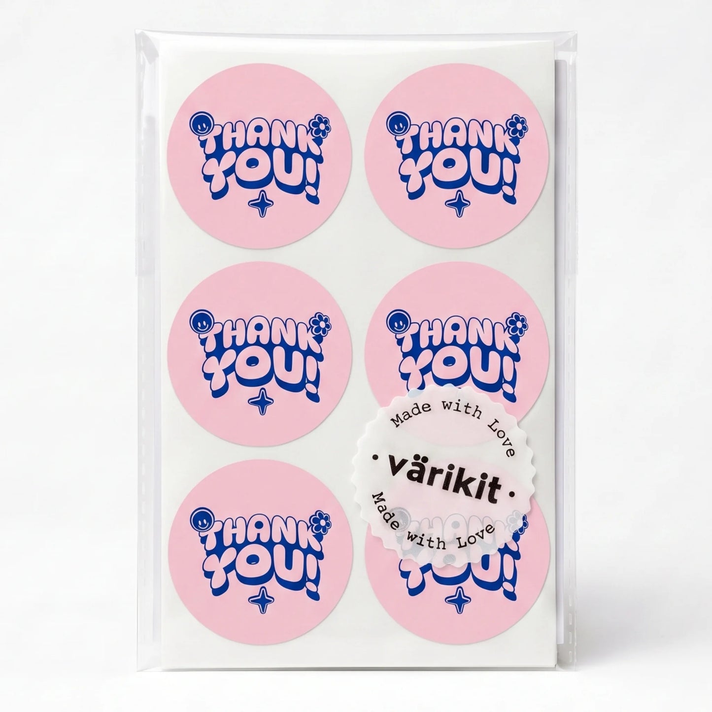Retro Playful Thank You Stickers for Small Business, Smiley Daisy, 2-Inch Round, 60 Labels | Varikit