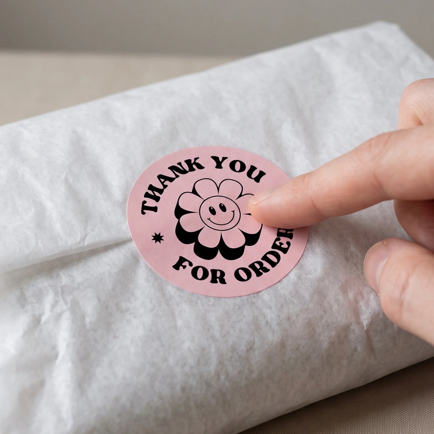 Thank You Stickers for Small Business, Retro Groovy Daisy, 2-Inch Round, 60 Labels | Varikit