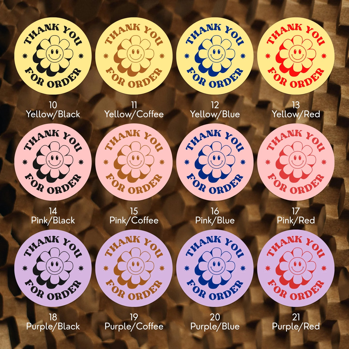 Thank You Stickers for Small Business, Retro Groovy Daisy, 2-Inch Round, 60 Labels | Varikit