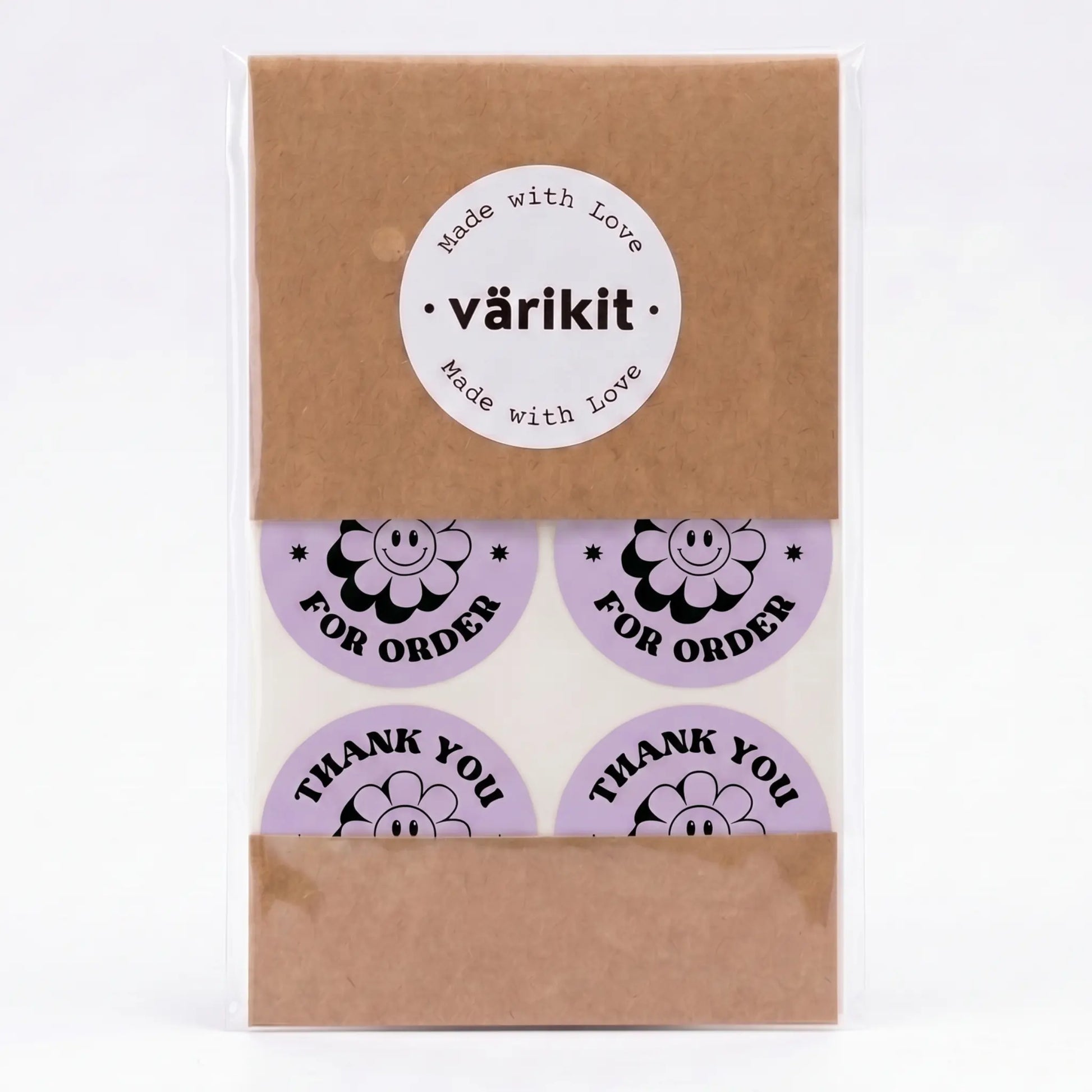 Purple and black retro groovy daisy thank you sticker