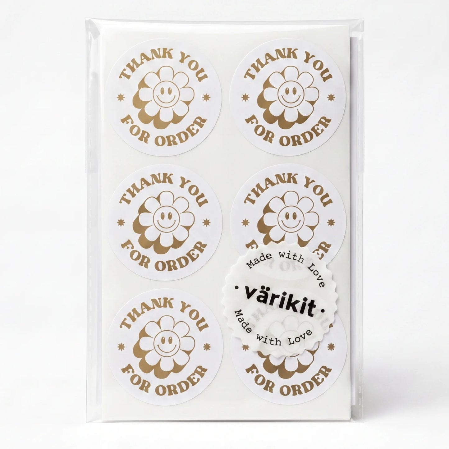 Thank You Stickers for Small Business, Retro Groovy Daisy, 2-Inch Round, 60 Labels | Varikit