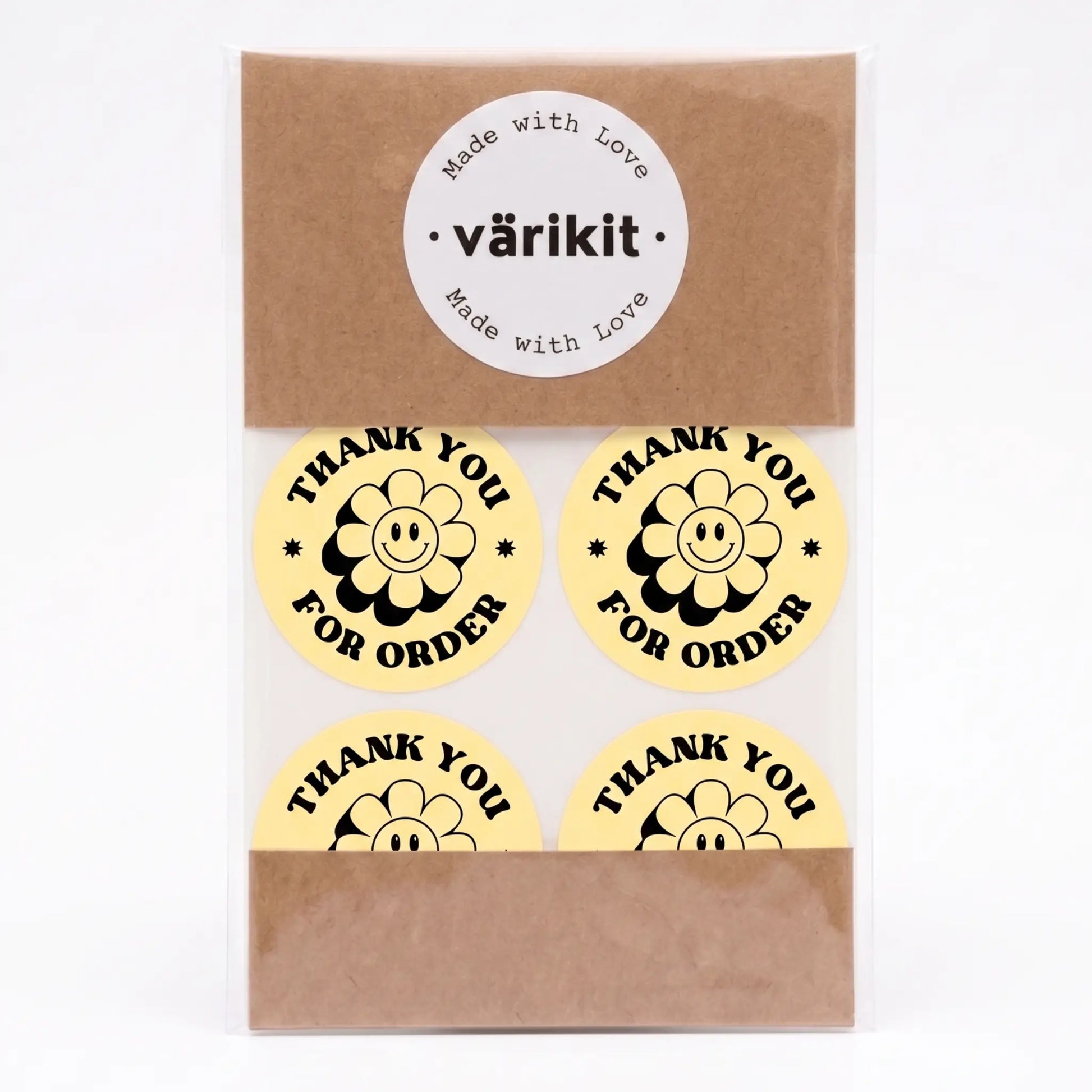 Yellow and black retro groovy daisy thank you sticker