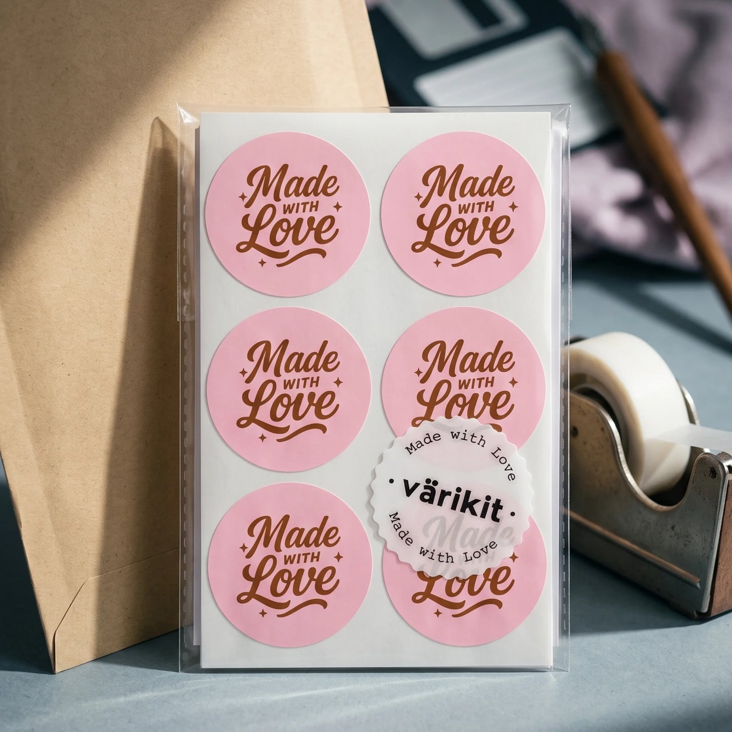 Vintage sign-painting style typography giving boutique packaging a timeless identity.