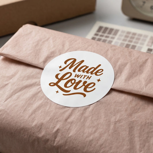 Add a typographic Made With Love detail to standard gift packaging.