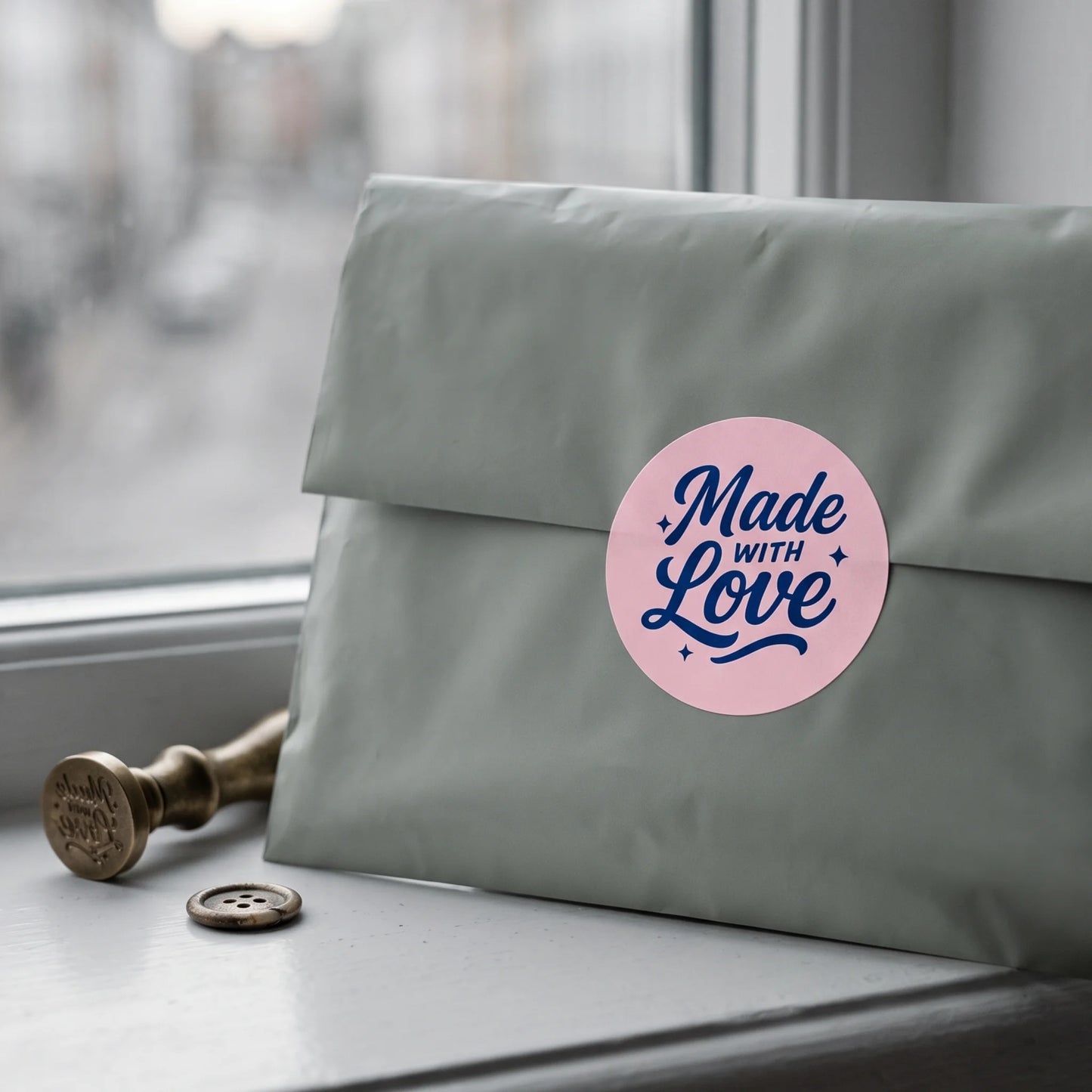 A Spencerian cursive label designed for classic brand aesthetics.