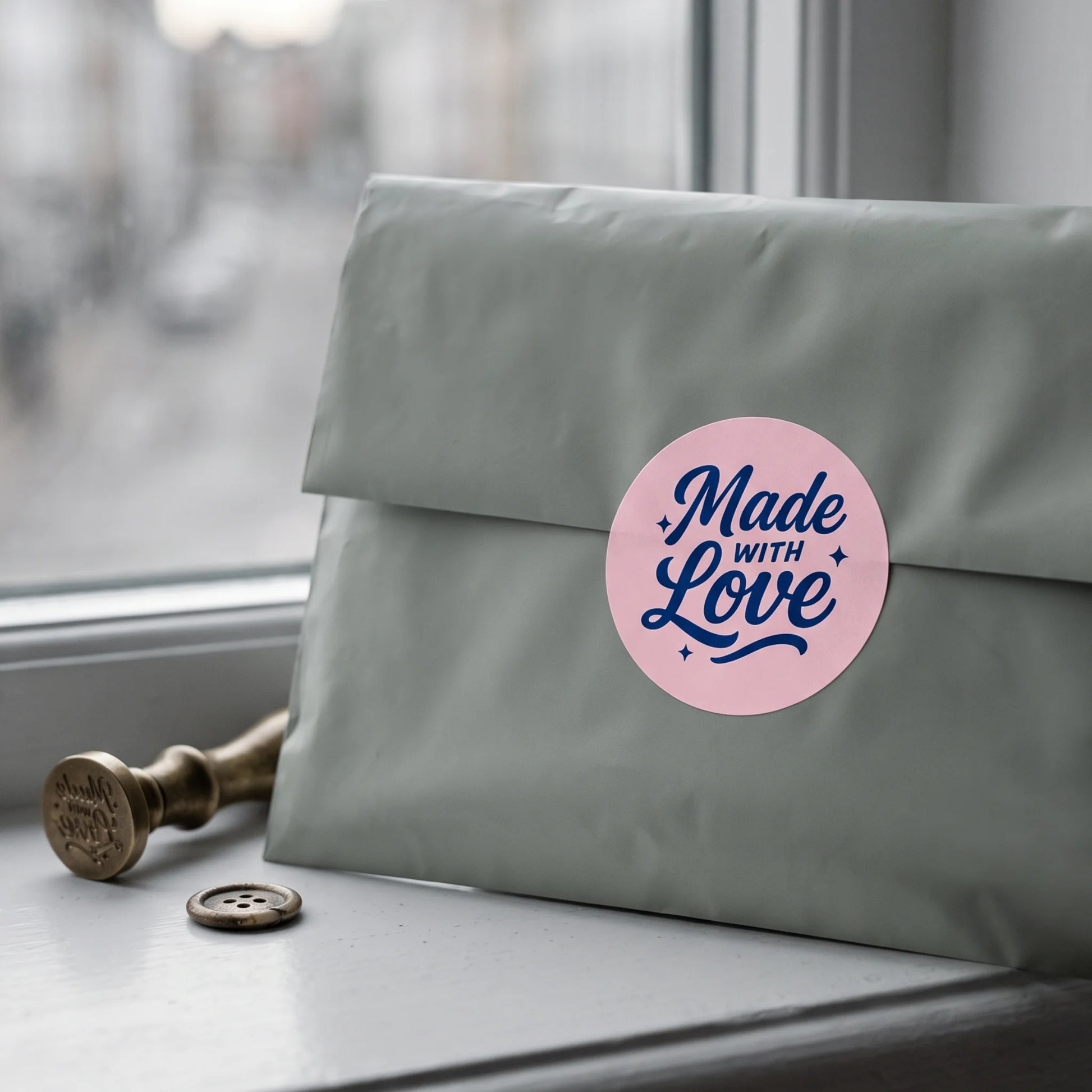 A Spencerian cursive label designed for classic brand aesthetics.