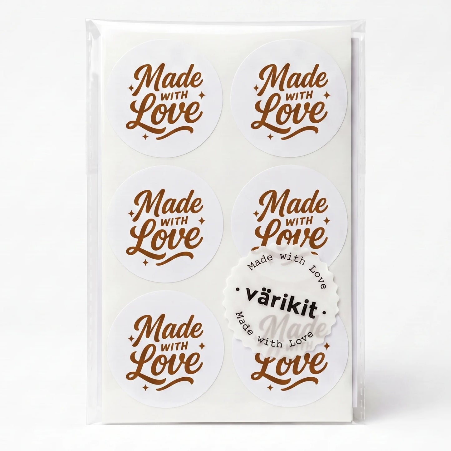 coffee ink on white paper, 2-inch round retro typography, spencerian script lettering.