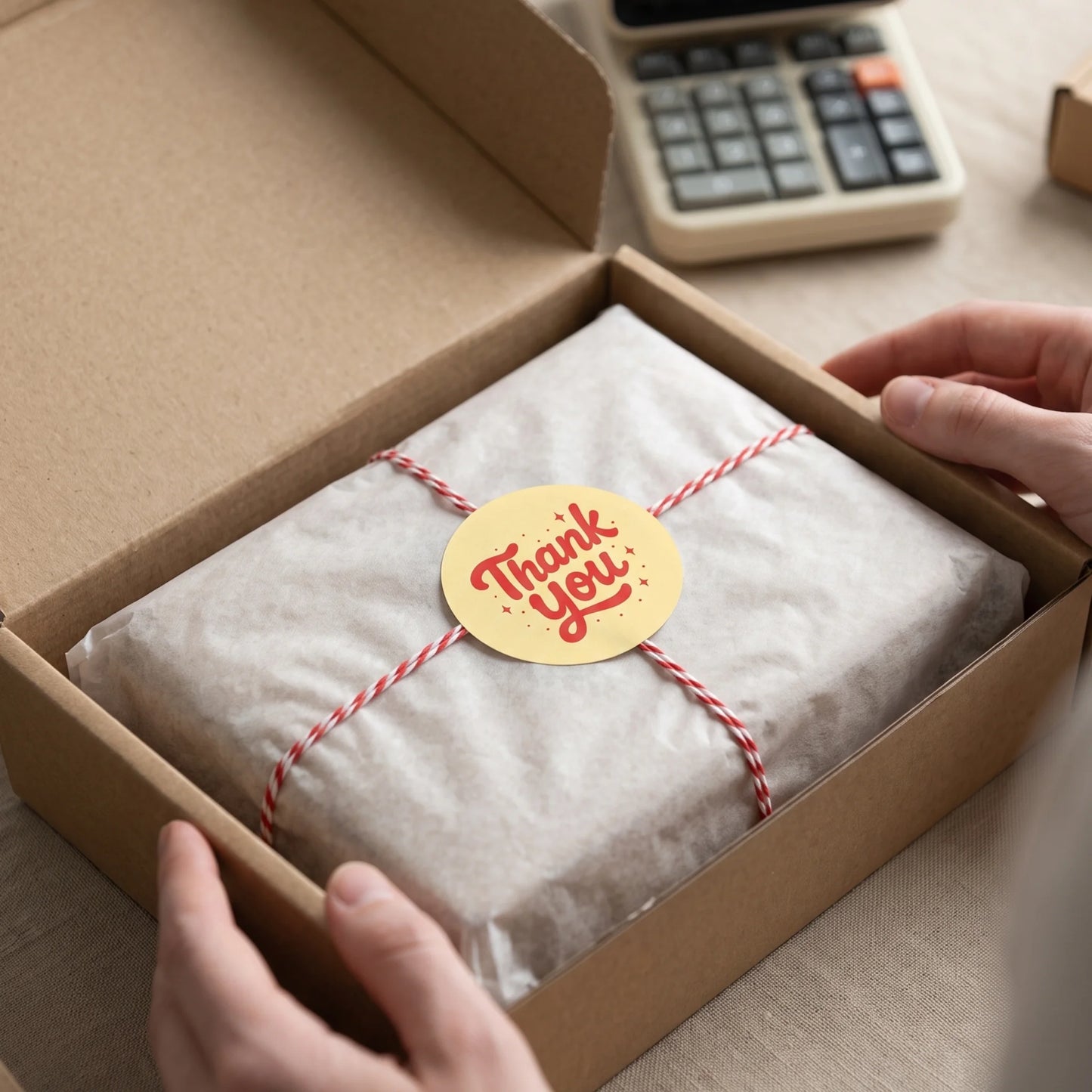 Seal small business shipments with a classic Thank You sticker.