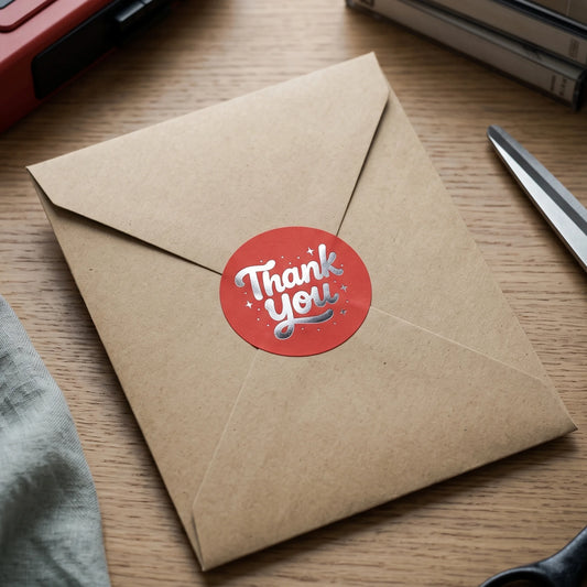 A 2-inch matte paper sticker designed for independent brands during order fulfillment.