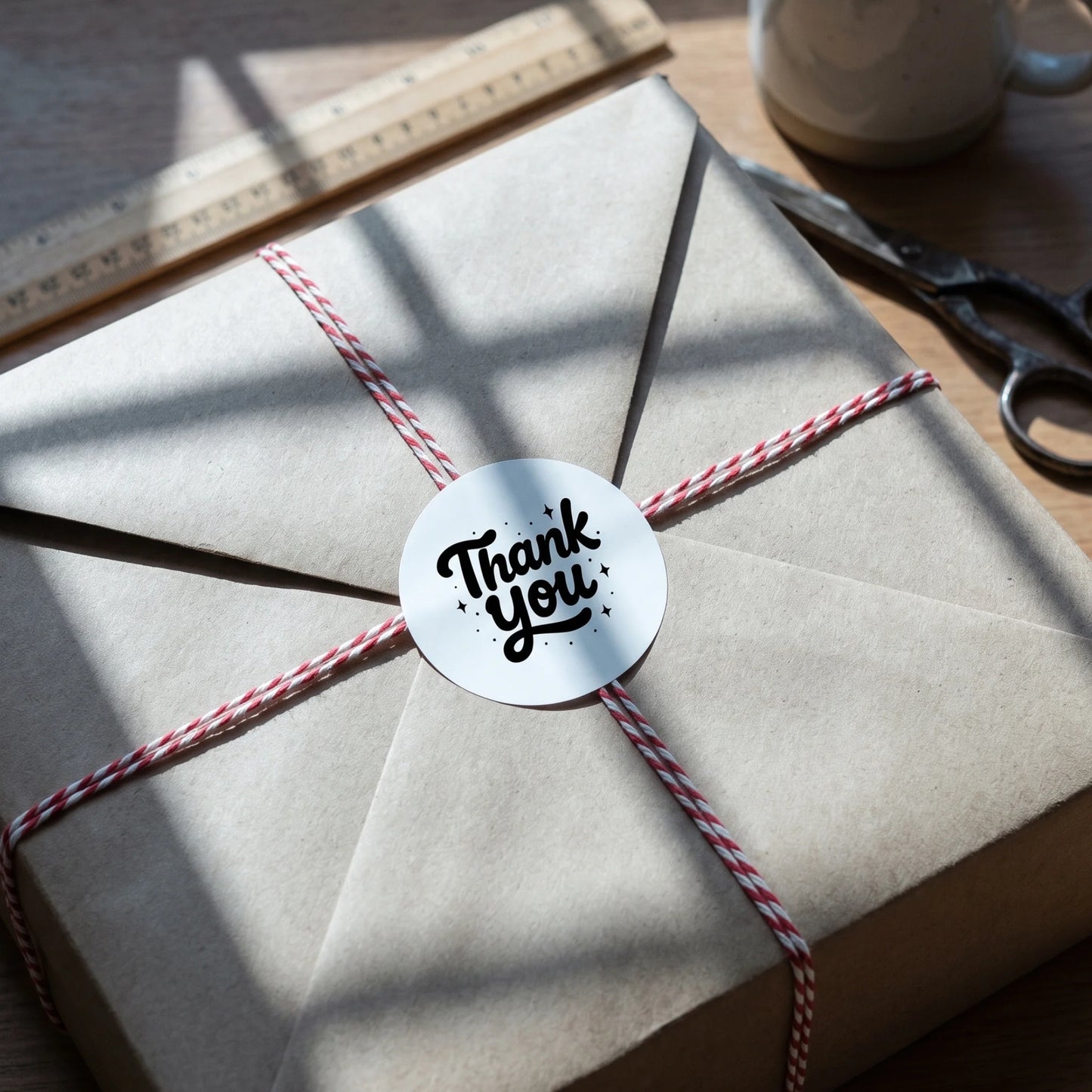 Complete the boutique unboxing moment with this timeless Thank You seal.