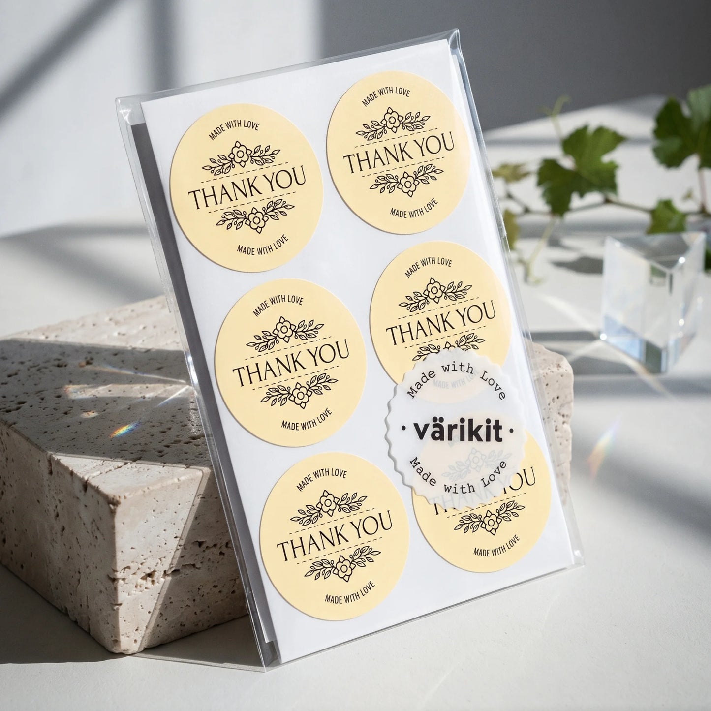 Botanische Made With Love Aufkleber für kleine Unternehmen, Lavendelstrauß-Bindung, 2 Zoll rund, 60 Etiketten | Varikit