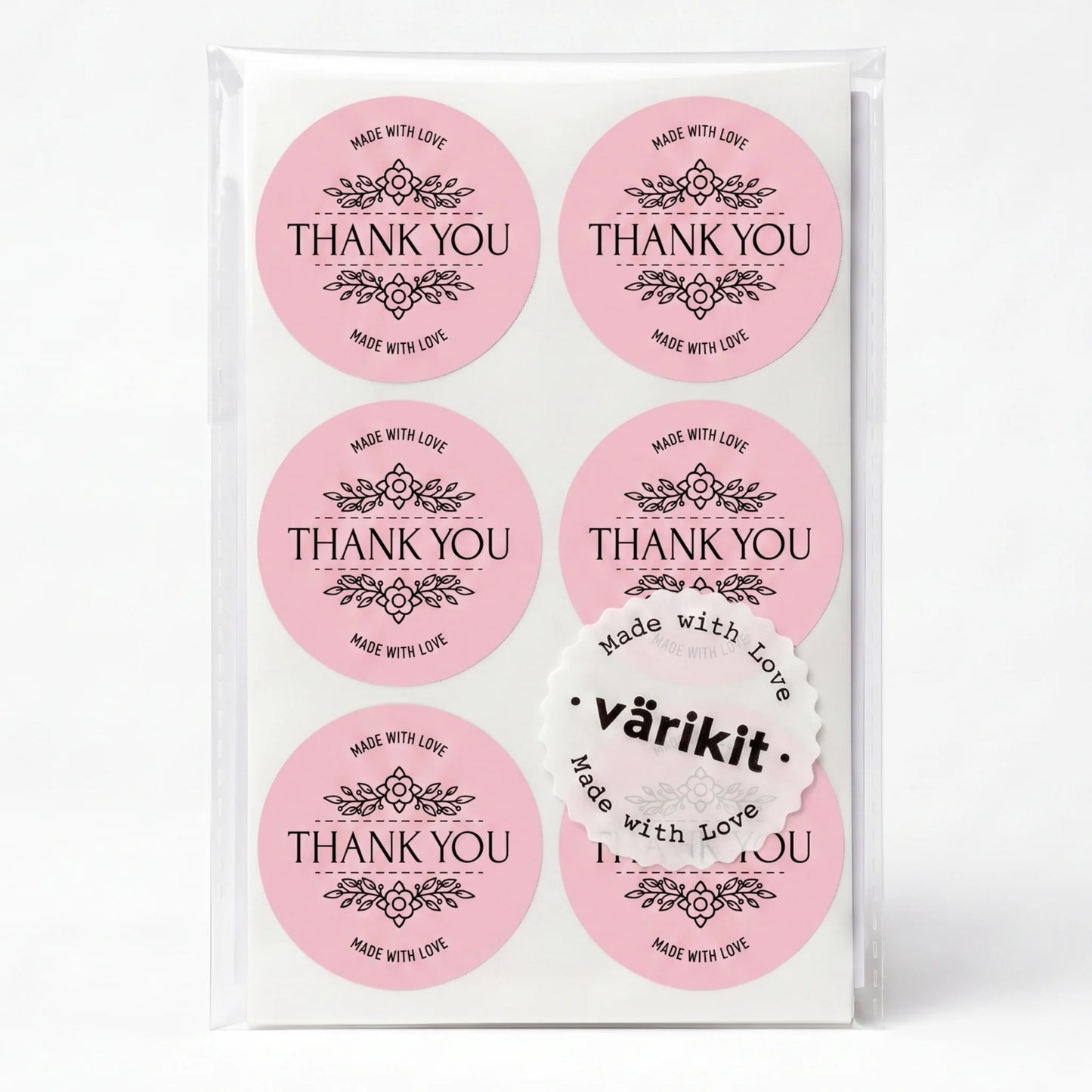 Botanische Made With Love Aufkleber für kleine Unternehmen, Lavendelstrauß-Bindung, 2 Zoll rund, 60 Etiketten | Varikit