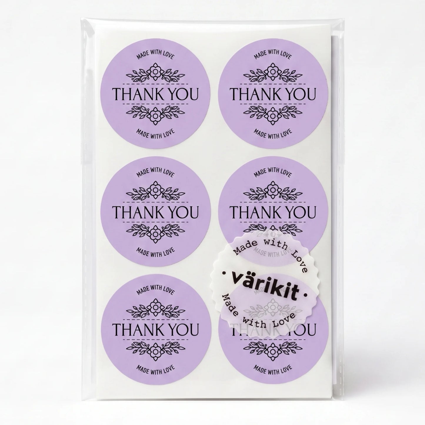 Botanische Made With Love Aufkleber für kleine Unternehmen, Lavendelstrauß-Bindung, 2 Zoll rund, 60 Etiketten | Varikit