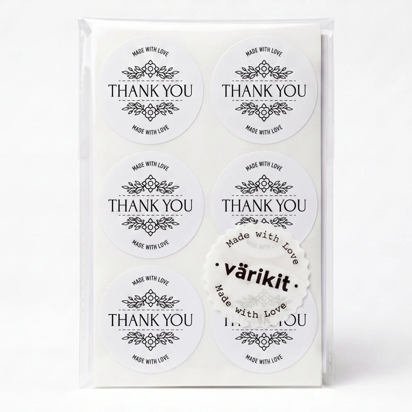 Botanische Made With Love Aufkleber für kleine Unternehmen, Lavendelstrauß-Bindung, 2 Zoll rund, 60 Etiketten | Varikit