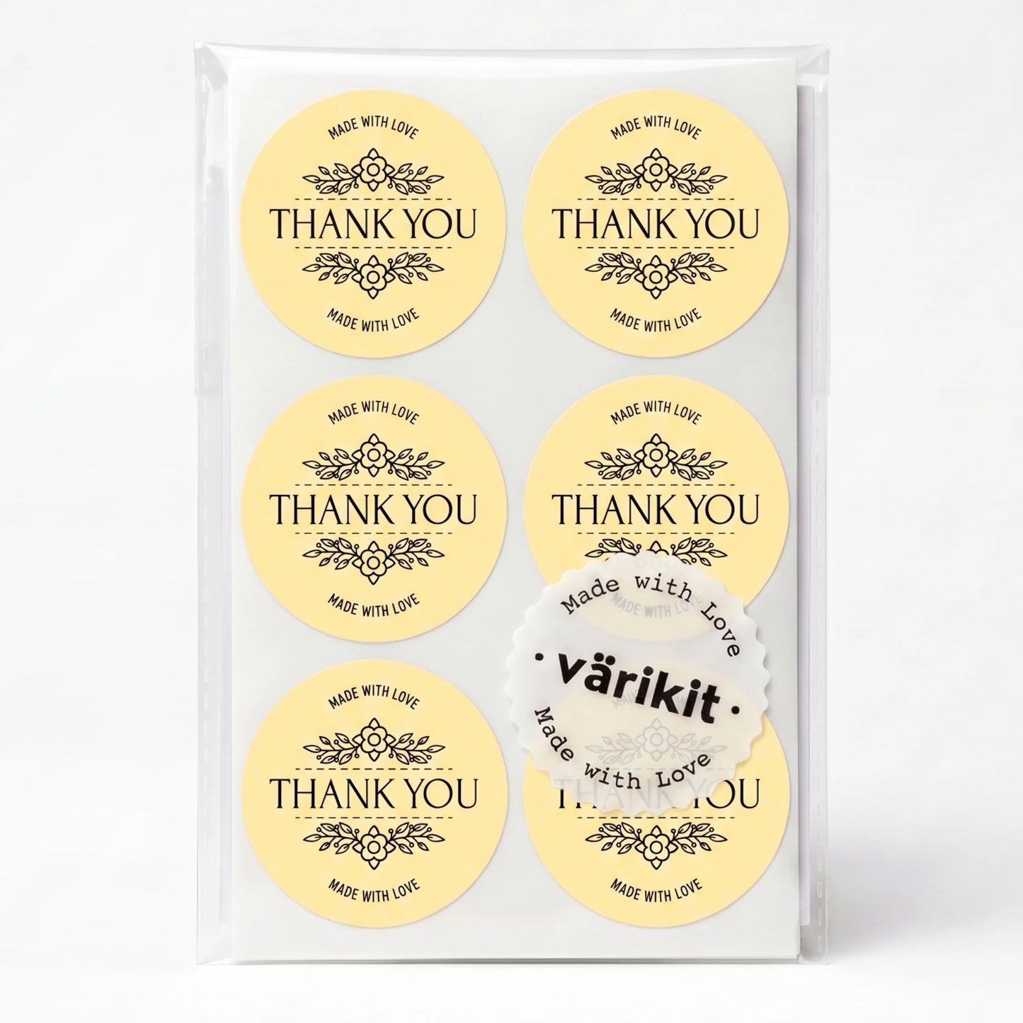 Botanische Made With Love Aufkleber für kleine Unternehmen, Lavendelstrauß-Bindung, 2 Zoll rund, 60 Etiketten | Varikit