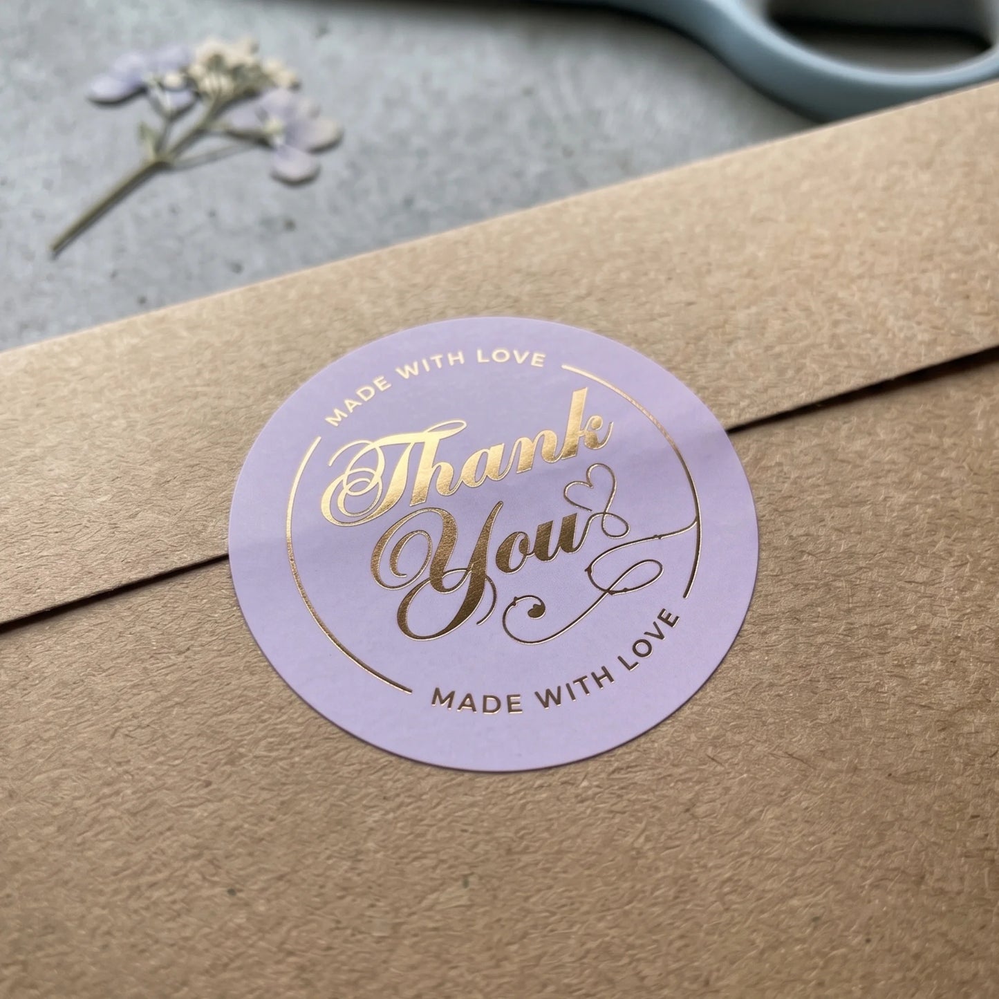 Handwritten Made With Love Stickers for Small Business, Elegant Script Lavender, 2-Inch Round, 60 Labels | Varikit