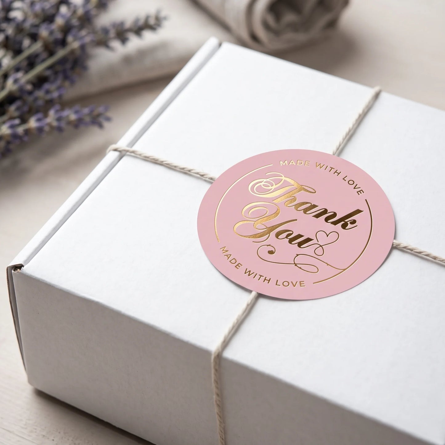 Handwritten Made With Love Stickers for Small Business, Elegant Script Lavender, 2-Inch Round, 60 Labels | Varikit