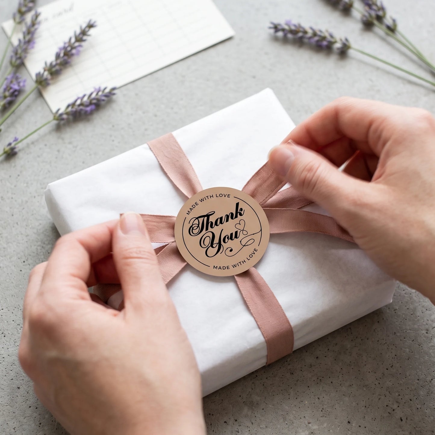 Handwritten Made With Love Stickers for Small Business, Elegant Script Lavender, 2-Inch Round, 60 Labels | Varikit