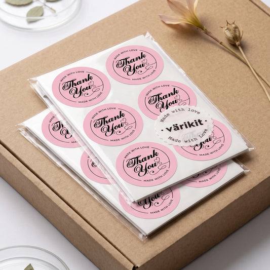 Handwritten Made With Love Stickers for Small Business, Elegant Script Lavender, 2-Inch Round, 60 Labels | Varikit