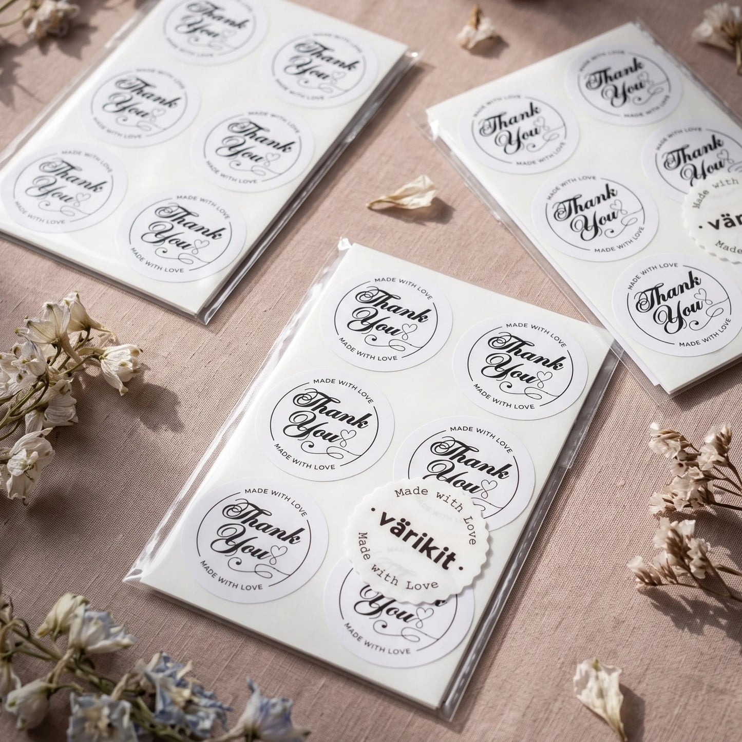 Handwritten Made With Love Stickers for Small Business, Elegant Script Lavender, 2-Inch Round, 60 Labels | Varikit
