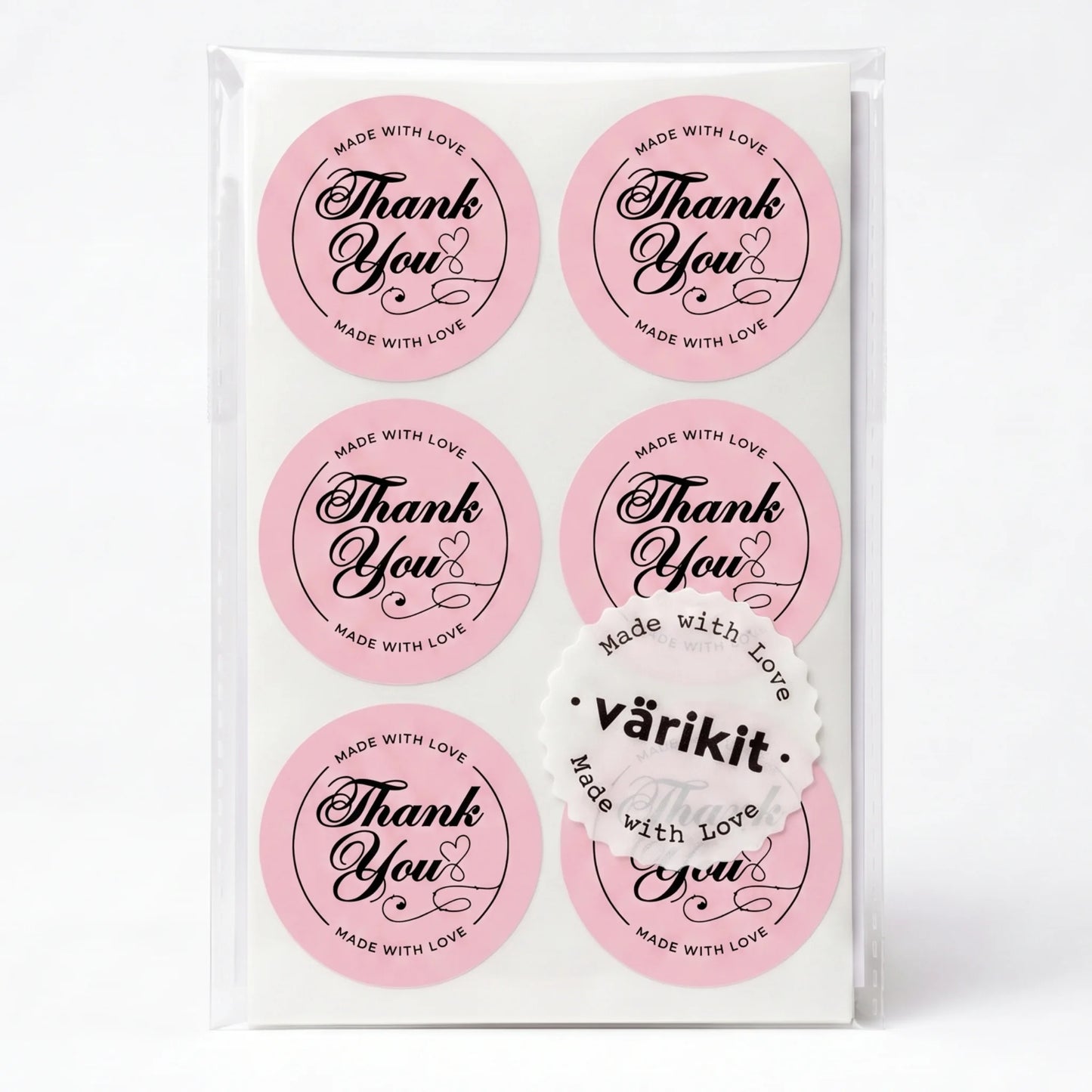 Handwritten Made With Love Stickers for Small Business, Elegant Script Lavender, 2-Inch Round, 60 Labels | Varikit