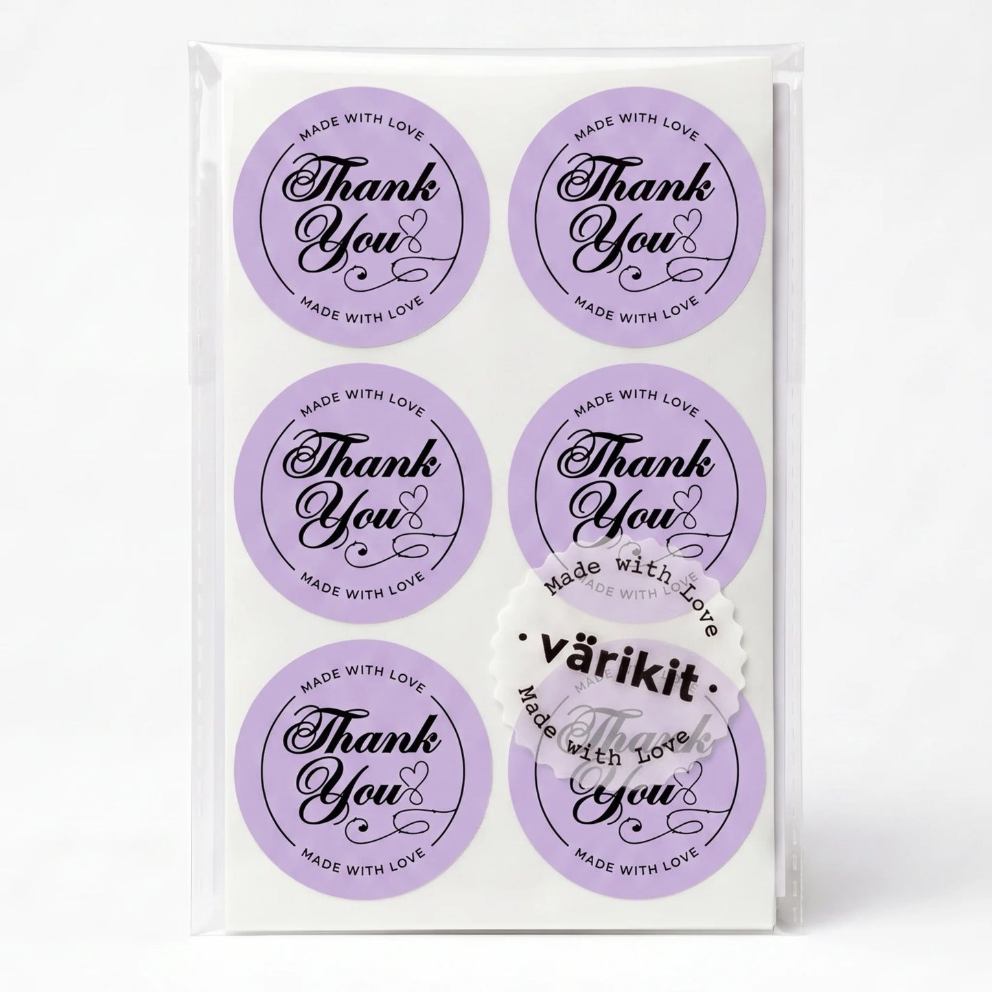 Handwritten Made With Love Stickers for Small Business, Elegant Script Lavender, 2-Inch Round, 60 Labels | Varikit