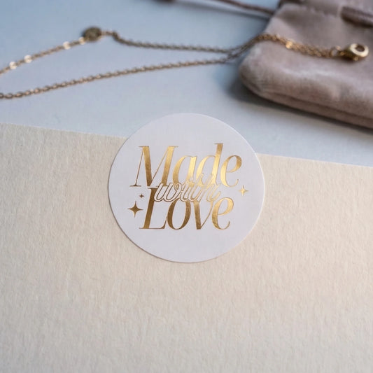Elegant Luxe Made With Love Stickers for Small Business, Sophisticated Script, 2-Inch Round, 60 Labels | Varikit