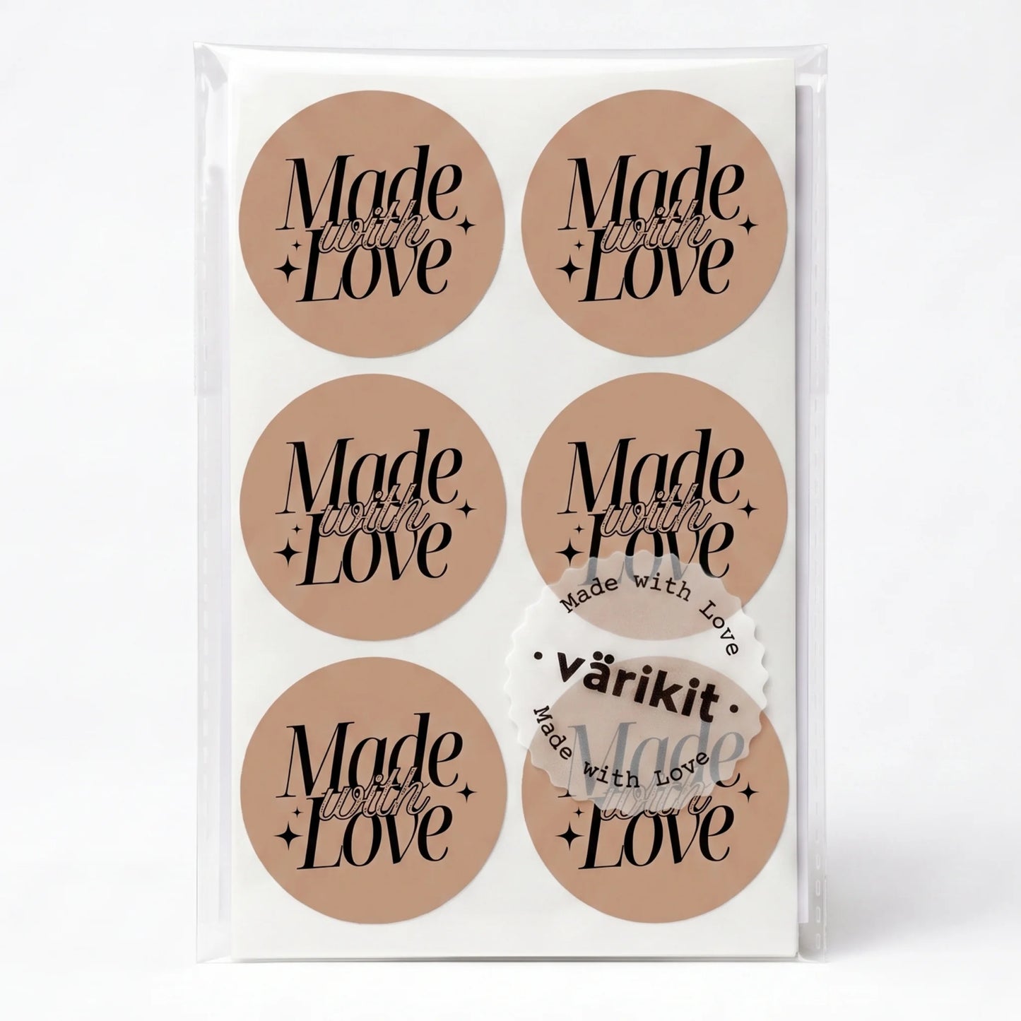 Autocollants « Elegant Luxe Made With Love » pour petites entreprises, script sophistiqué, ronds de 5 cm, 60 étiquettes | Varikit