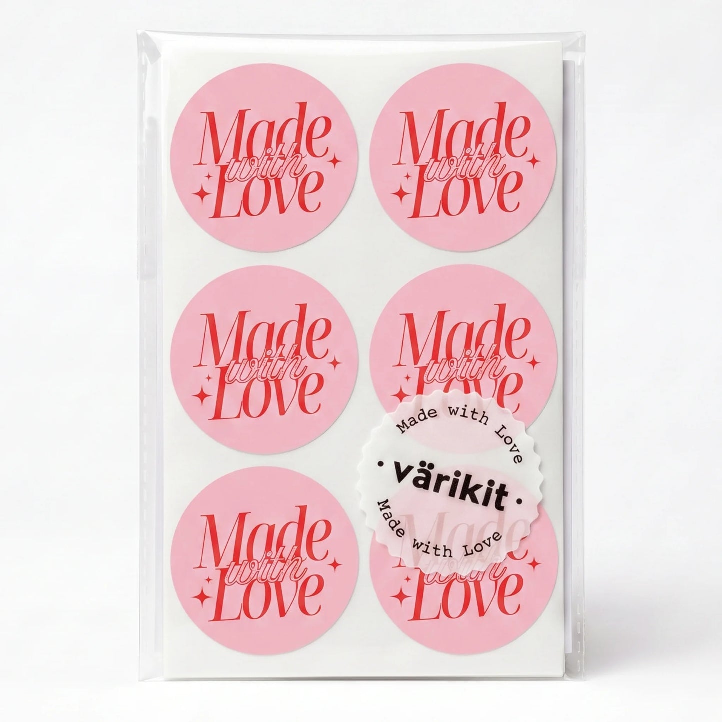 Autocollants « Elegant Luxe Made With Love » pour petites entreprises, script sophistiqué, ronds de 5 cm, 60 étiquettes | Varikit