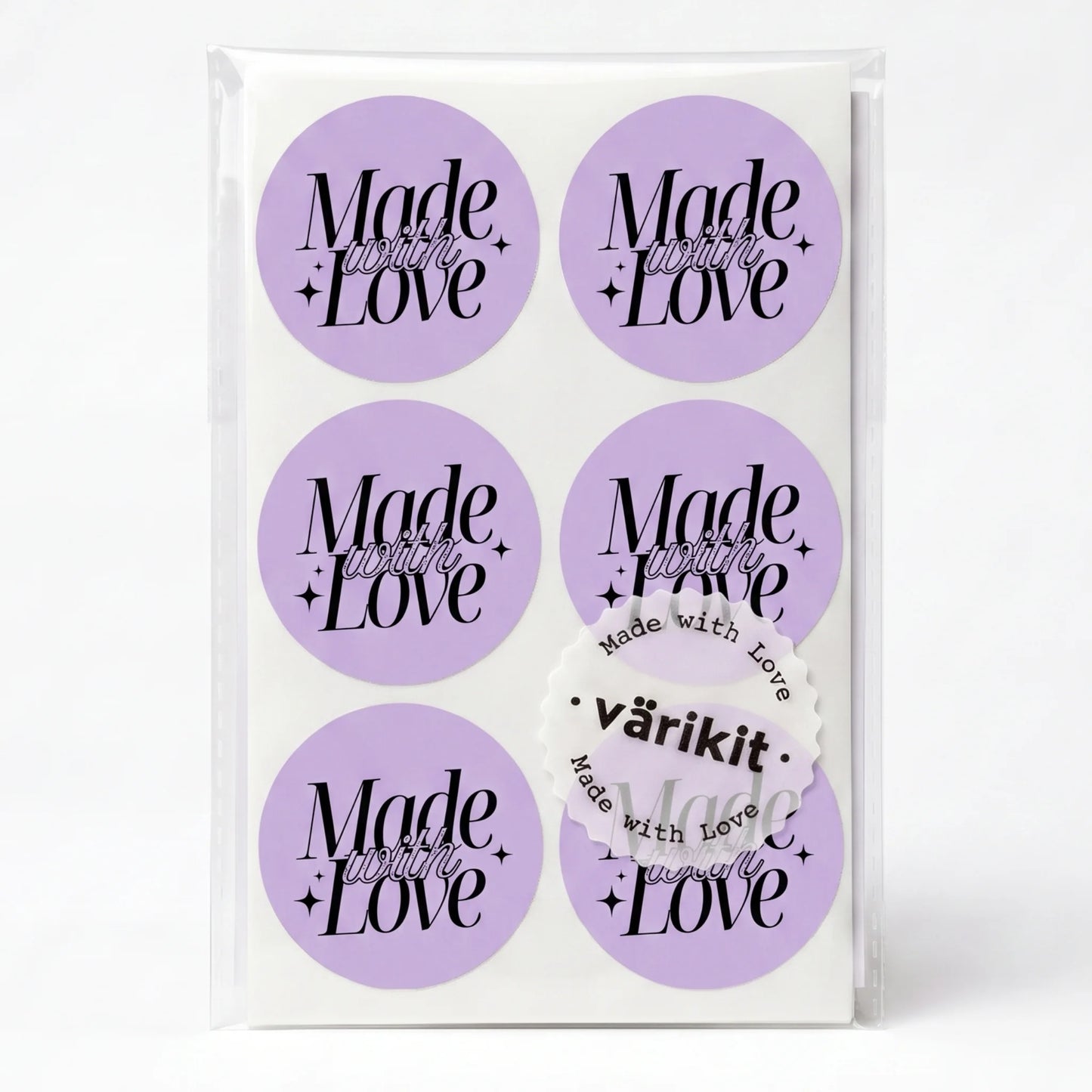Autocollants « Elegant Luxe Made With Love » pour petites entreprises, script sophistiqué, ronds de 5 cm, 60 étiquettes | Varikit