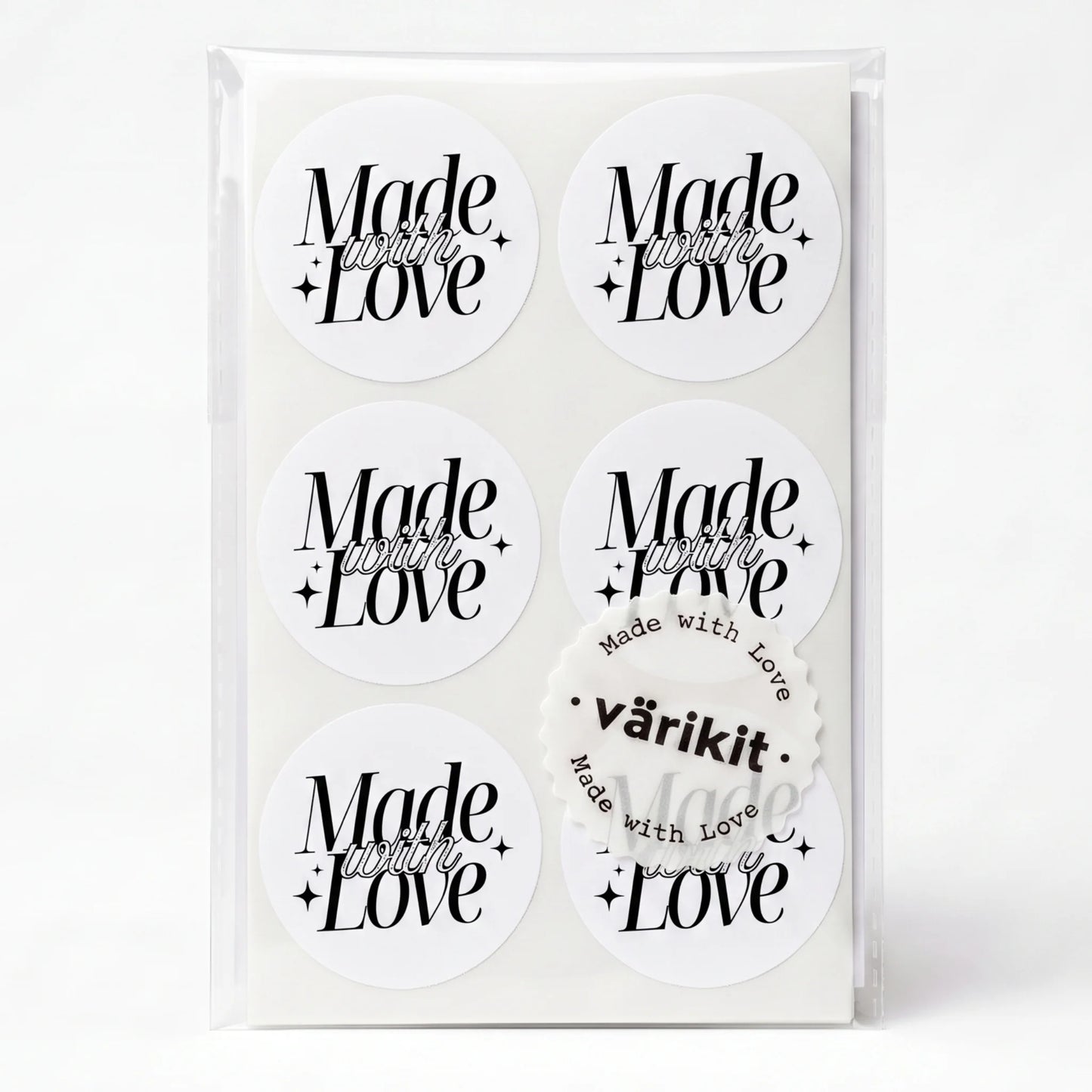 Autocollants « Elegant Luxe Made With Love » pour petites entreprises, script sophistiqué, ronds de 5 cm, 60 étiquettes | Varikit