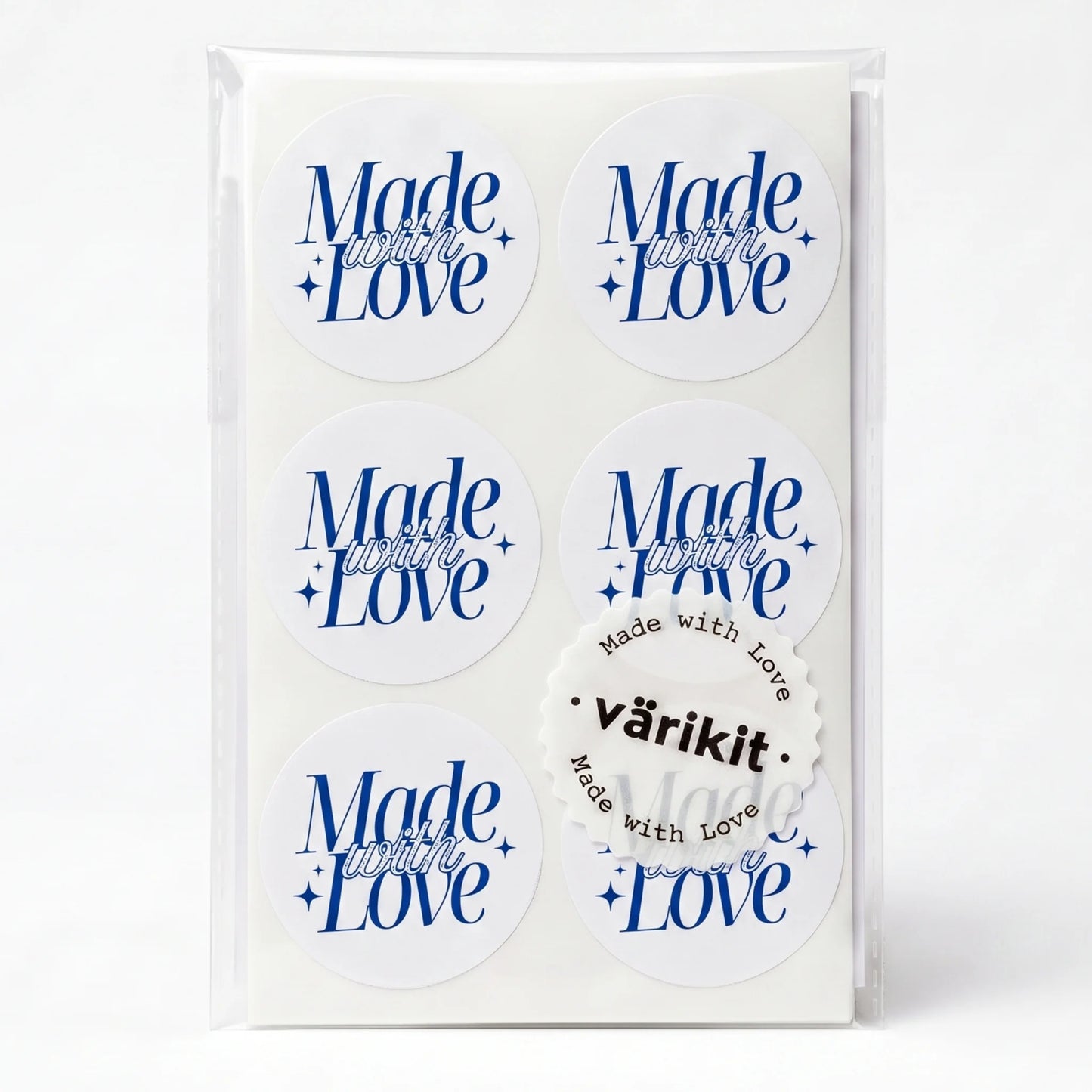 Autocollants « Elegant Luxe Made With Love » pour petites entreprises, script sophistiqué, ronds de 5 cm, 60 étiquettes | Varikit