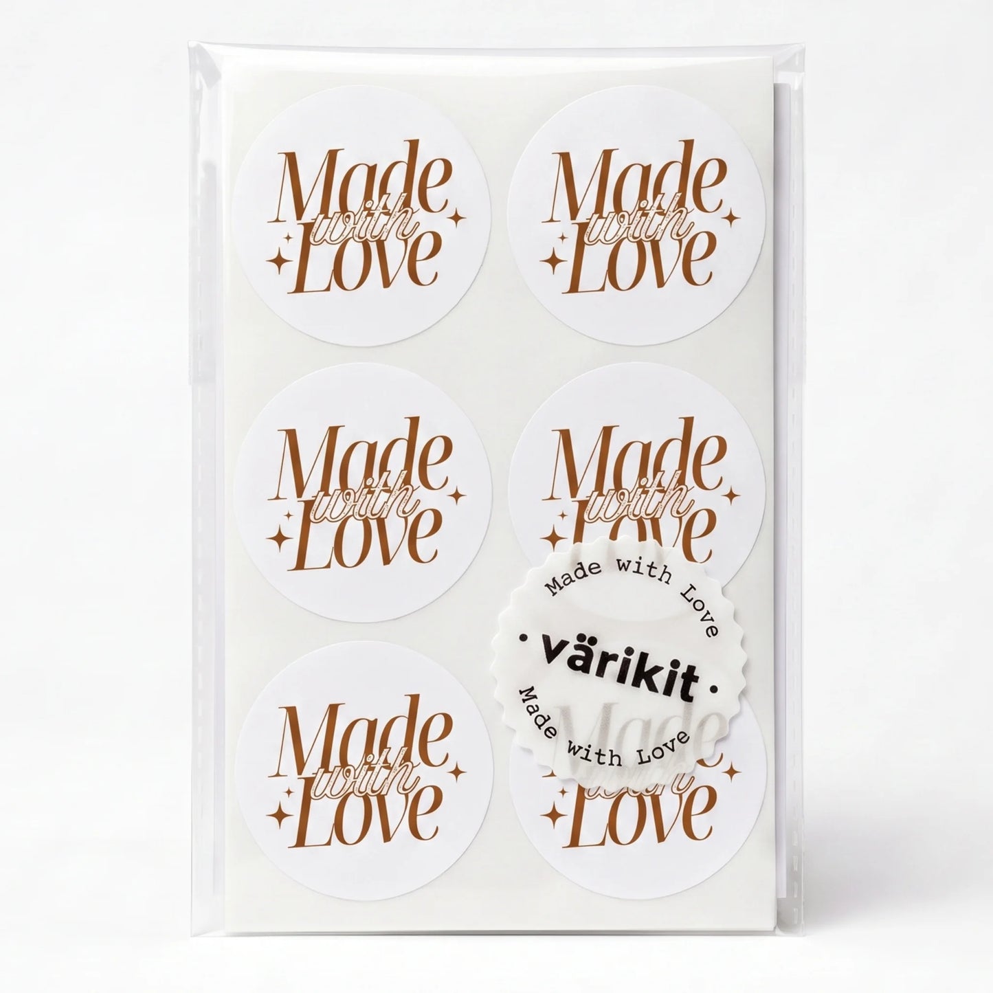Autocollants « Elegant Luxe Made With Love » pour petites entreprises, script sophistiqué, ronds de 5 cm, 60 étiquettes | Varikit
