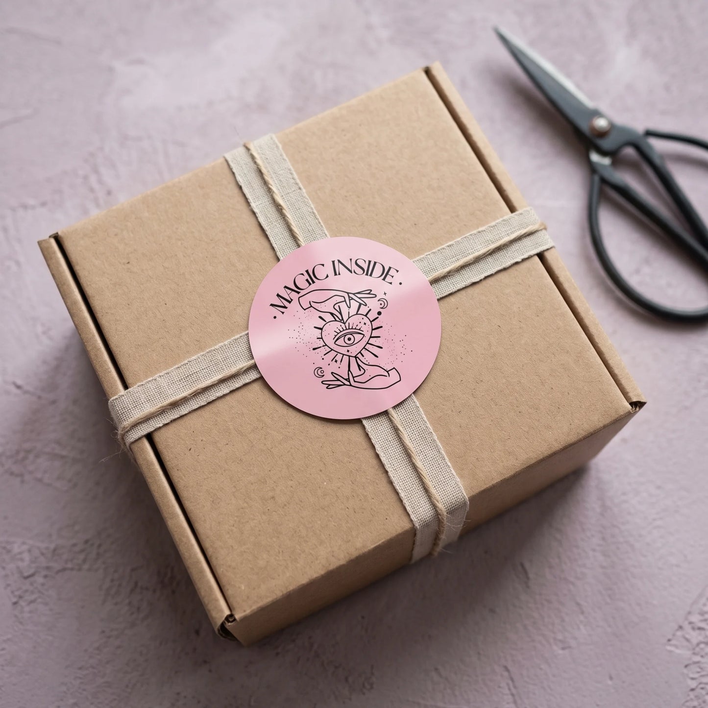 Magic Inside Stickers for Small Business, Celestial Hand & Eye, 2-Inch Round, 60 Labels | Varikit
