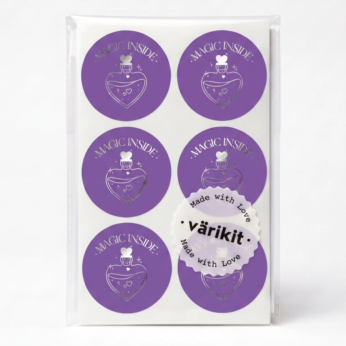 Pegatinas «Magia en el interior» para pequeñas empresas, diseño de frasco de poción, redondas de 2 pulgadas, 60 etiquetas | Varikit