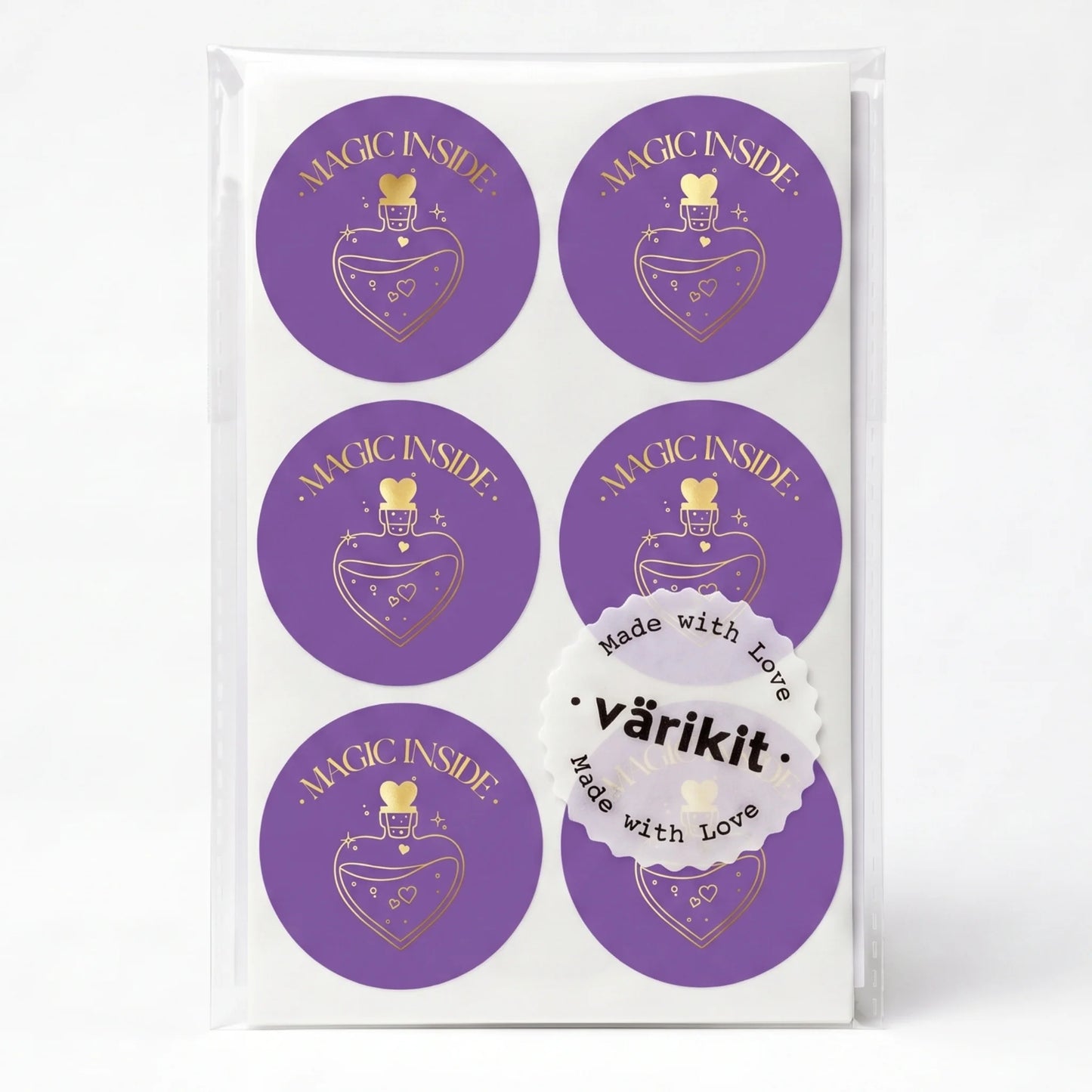 Pegatinas «Magia en el interior» para pequeñas empresas, diseño de frasco de poción, redondas de 2 pulgadas, 60 etiquetas | Varikit