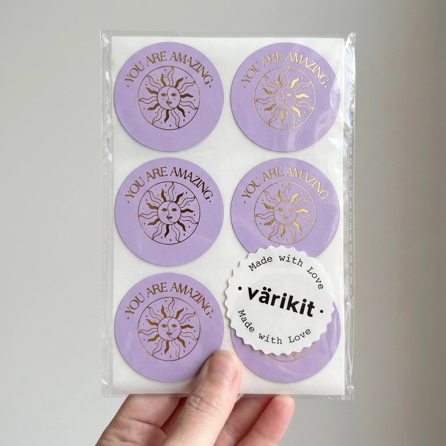 Mystical Celestial Stickers for Small Business, Smiling Sun Moon, 2-Inch Round, 60 Labels | Varikit