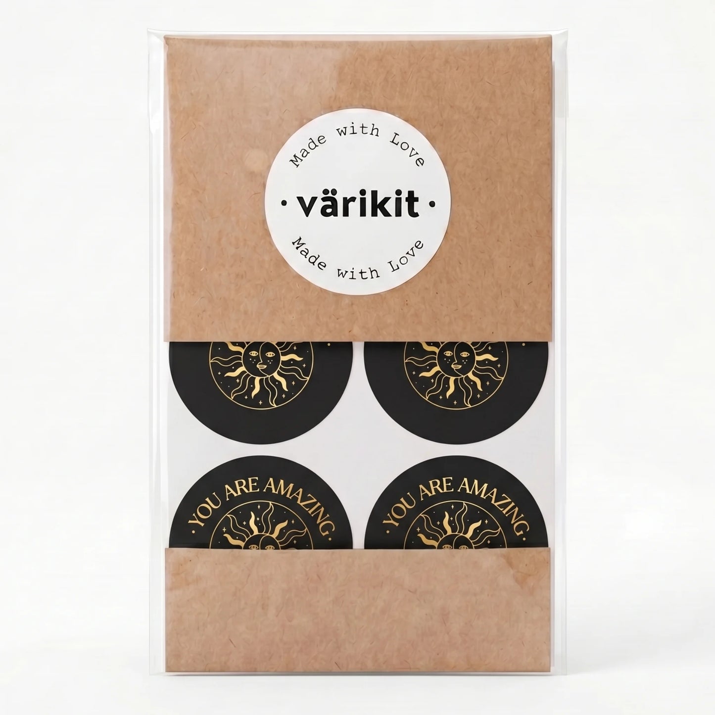 Mystical Celestial Stickers for Small Business, Smiling Sun Moon, 2-Inch Round, 60 Labels | Varikit