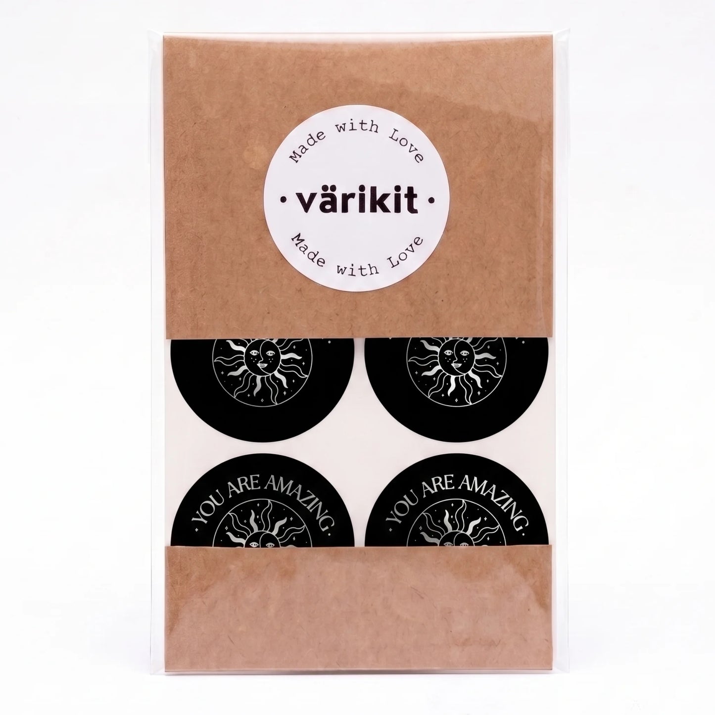 Mystical Celestial Stickers for Small Business, Smiling Sun Moon, 2-Inch Round, 60 Labels | Varikit