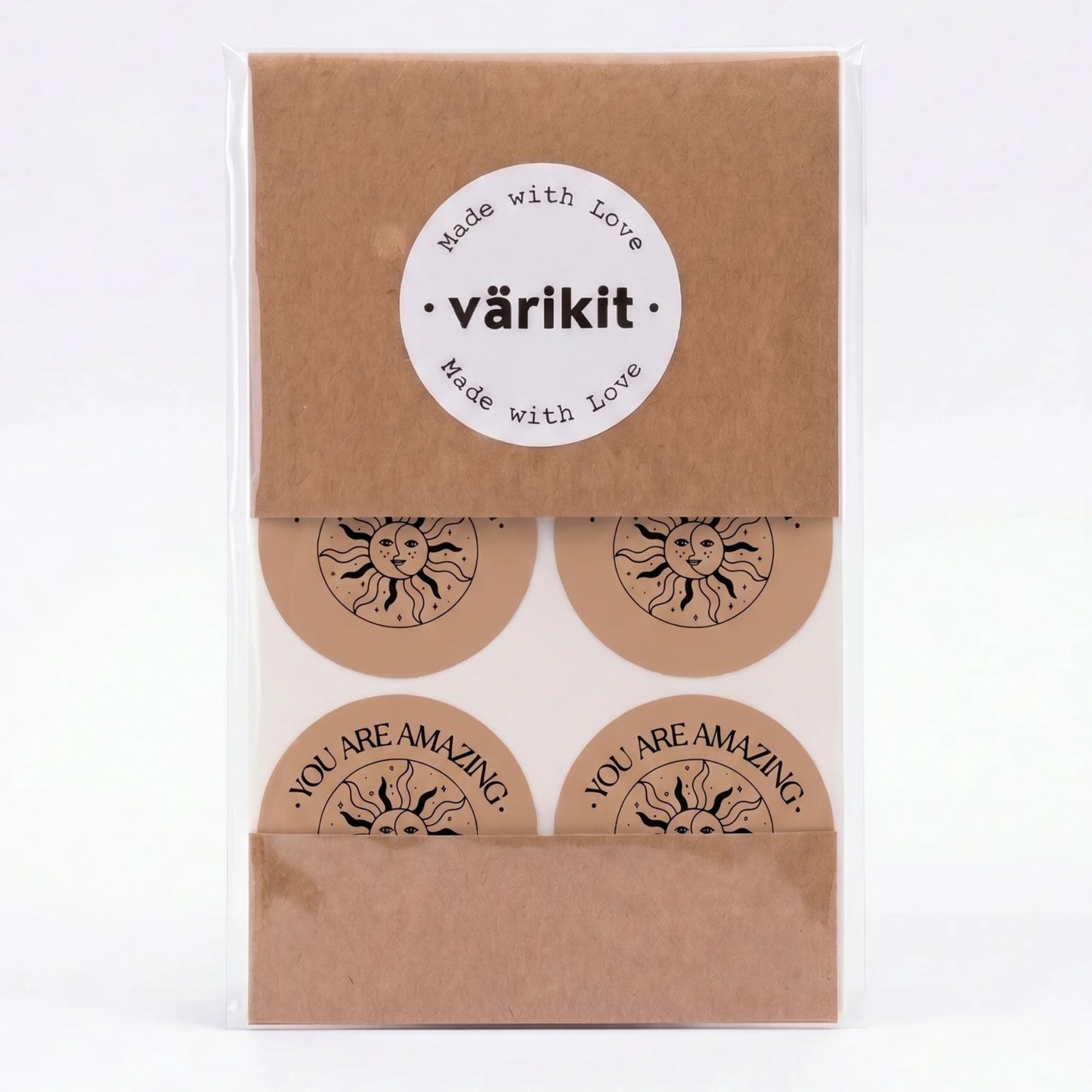 Mystical Celestial Stickers for Small Business, Smiling Sun Moon, 2-Inch Round, 60 Labels | Varikit