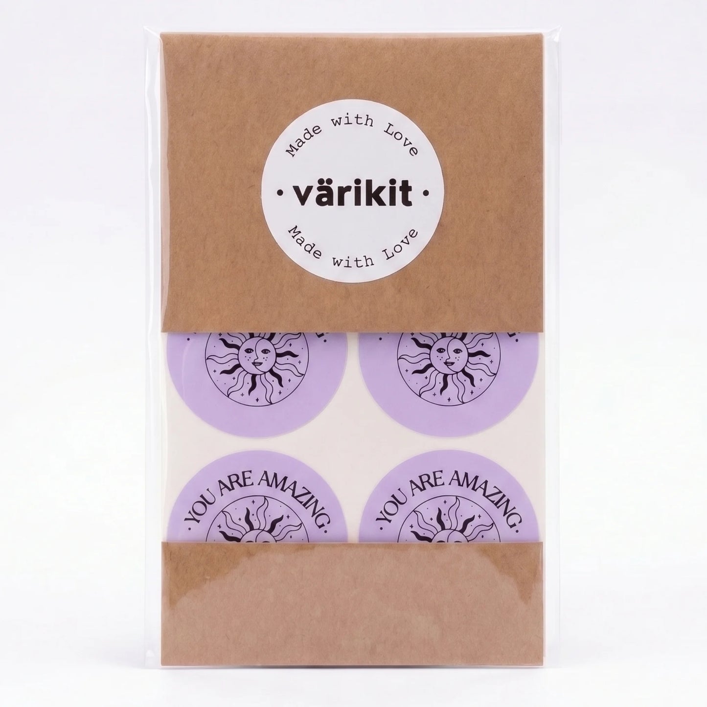 Mystical Celestial Stickers for Small Business, Smiling Sun Moon, 2-Inch Round, 60 Labels | Varikit