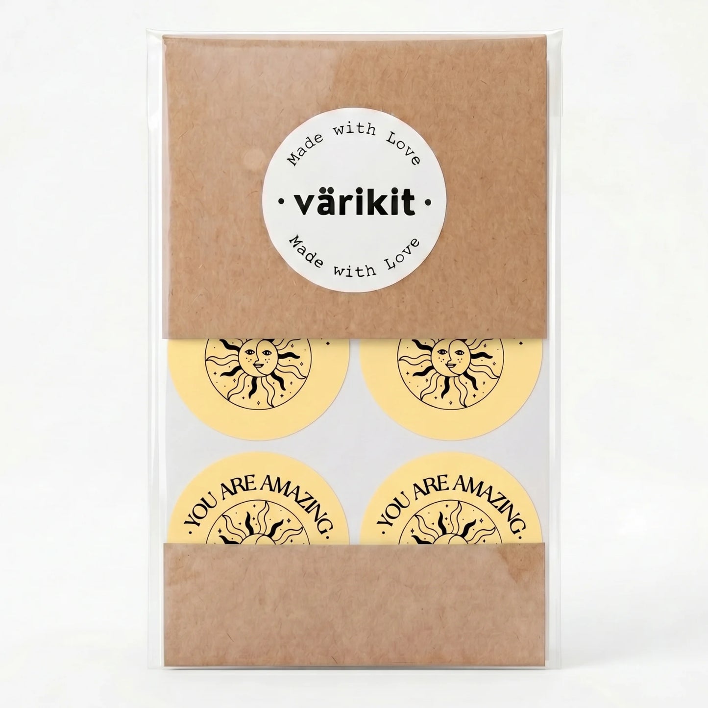 Mystical Celestial Stickers for Small Business, Smiling Sun Moon, 2-Inch Round, 60 Labels | Varikit