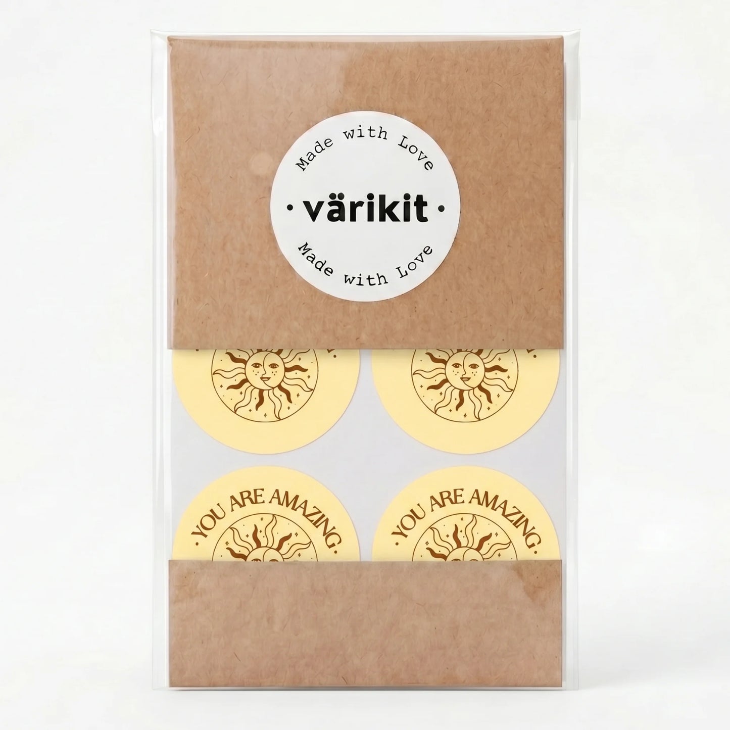 Mystical Celestial Stickers for Small Business, Smiling Sun Moon, 2-Inch Round, 60 Labels | Varikit