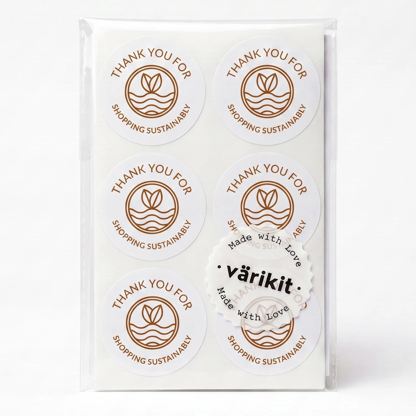 Pegatinas minimalistas de agradecimiento para pequeñas empresas, ondas de brotes ecológicos, redondas de 2 pulgadas, 60 etiquetas | Varikit